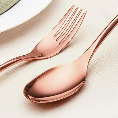 Luna Glossy Rose Gold Flatware Set