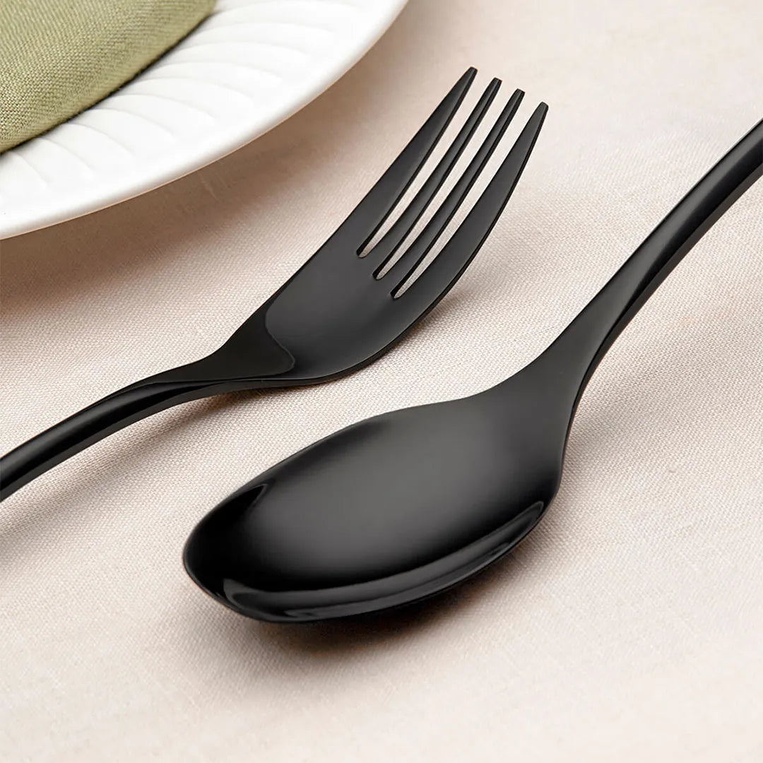 Luna Glossy Black Flatware Set