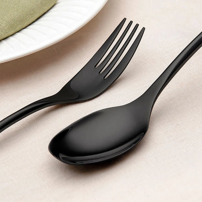 Luna Glossy Black Flatware Set