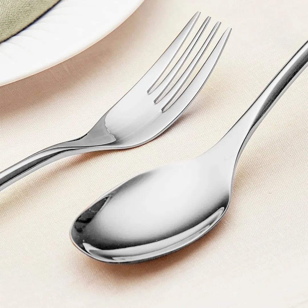 Luna Glossy Silver Flatware Set