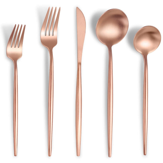 Minimalist Matte Rose Gold Flatware Set