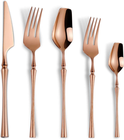 Vatican Glossy Rose Gold Flatware Set With Tea Spoon