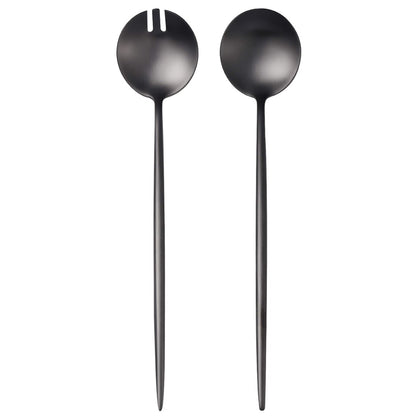 Salad Serving Matte Black Utensils Set