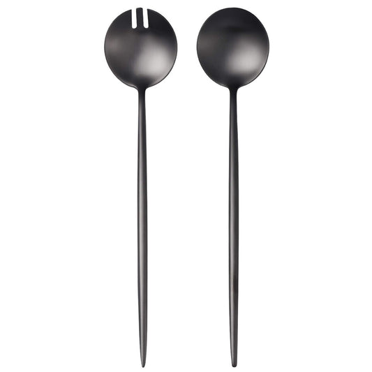 Salad Serving Matte Black Utensils Set