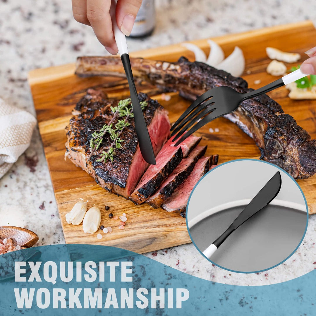 Minimalist Matte Black White Flatware Set