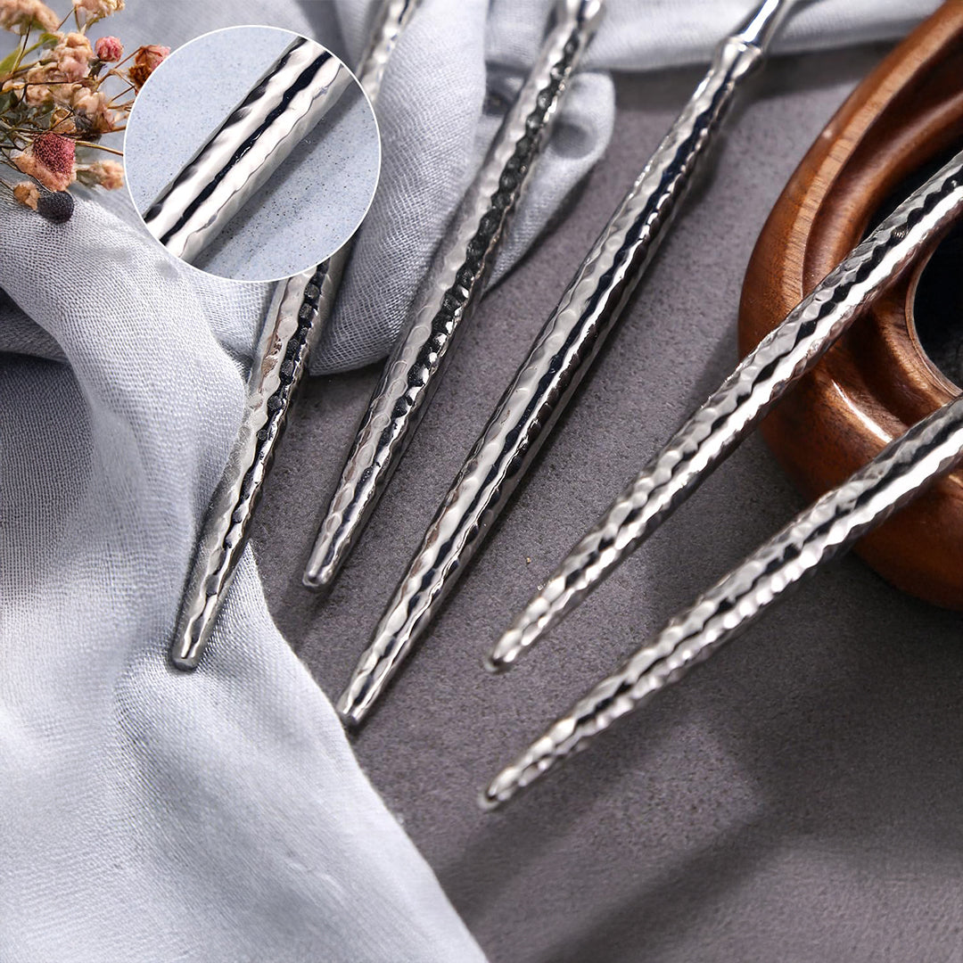 Sparkling Hammered Glossy Silver Flatware Set