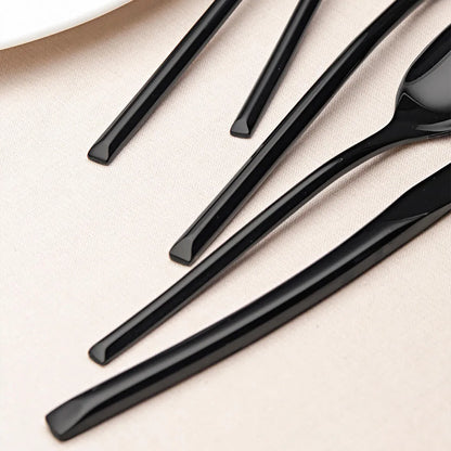 Luna Glossy Black Flatware Set