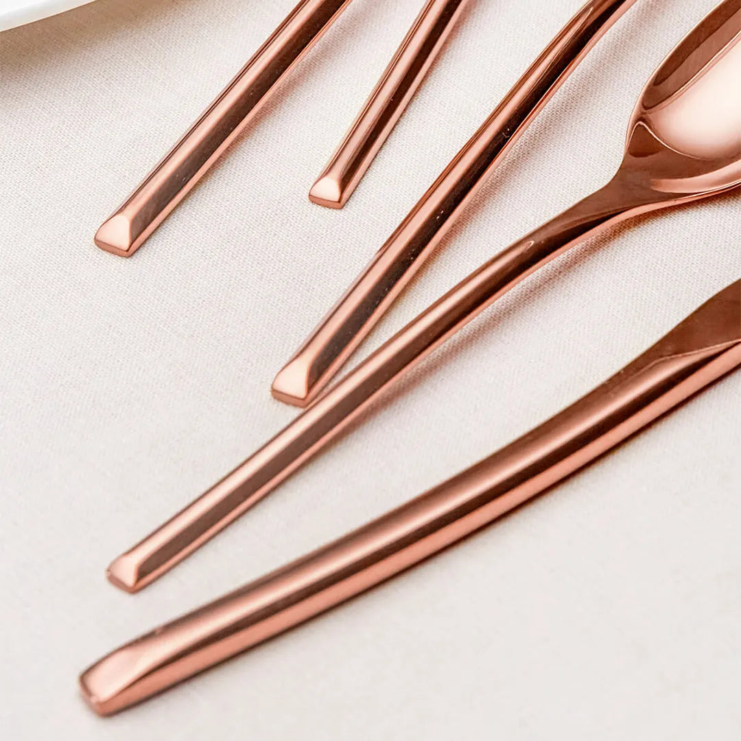 Luna Glossy Rose Gold Flatware Set