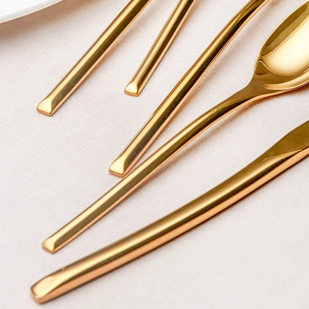 Luna Glossy Gold Flatware Set