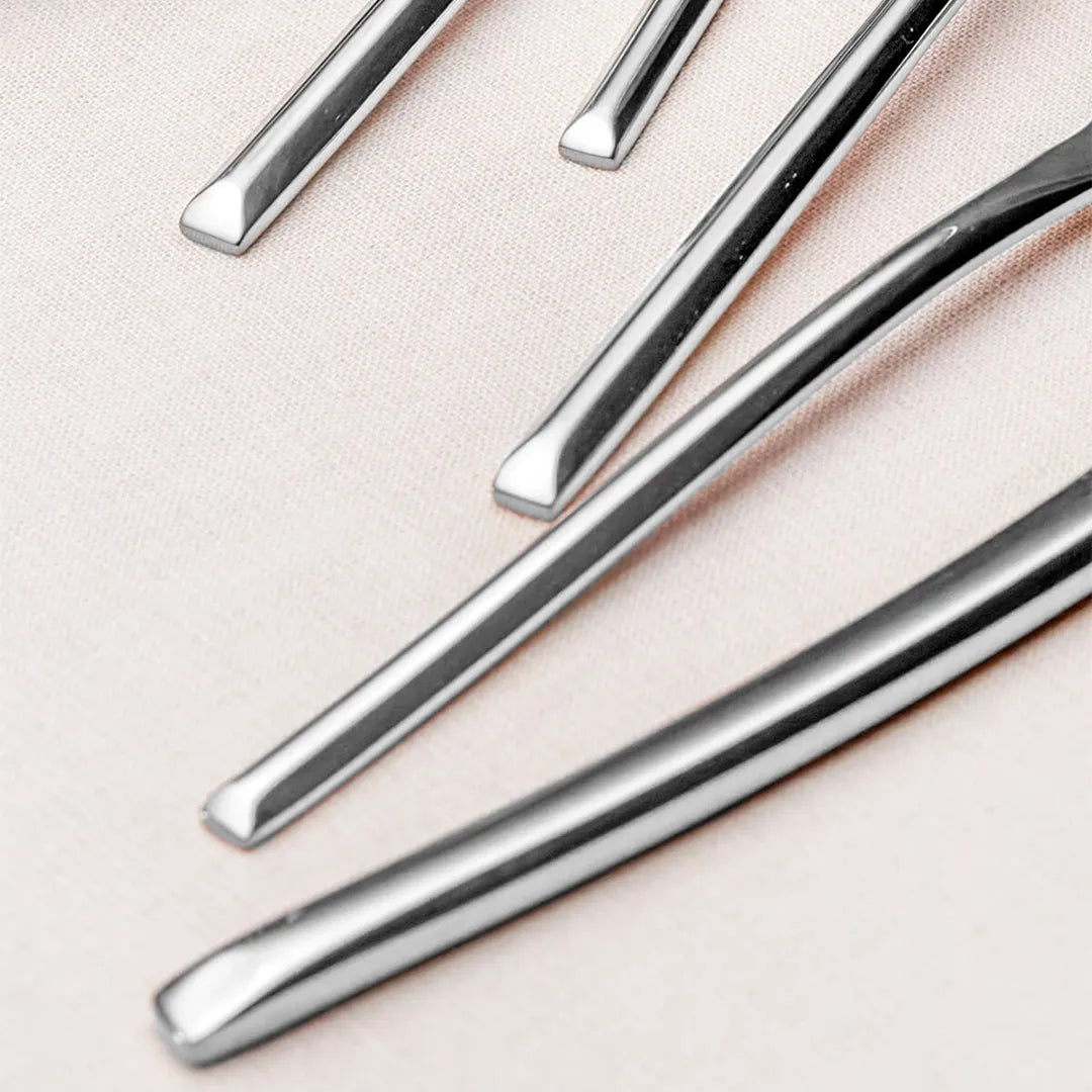 Luna Glossy Silver Flatware Set