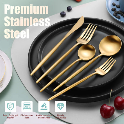 Minimalist Matte Gold Flatware Set
