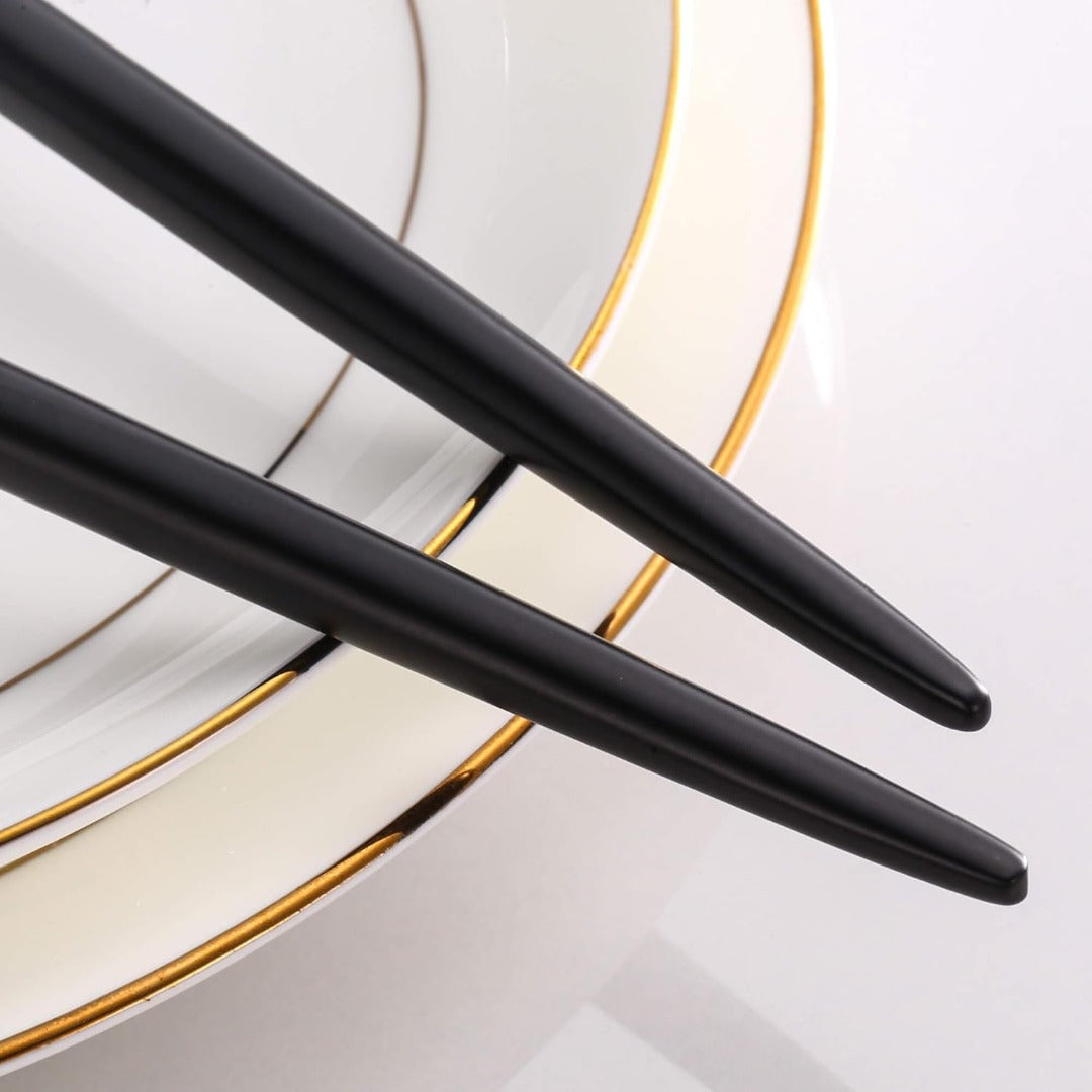 Salad Serving Matte Silver Black Utensils Set