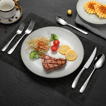 Astal Hammered Glossy Silver Flatware Set