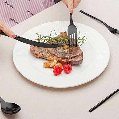 Luna Glossy Black Flatware Set