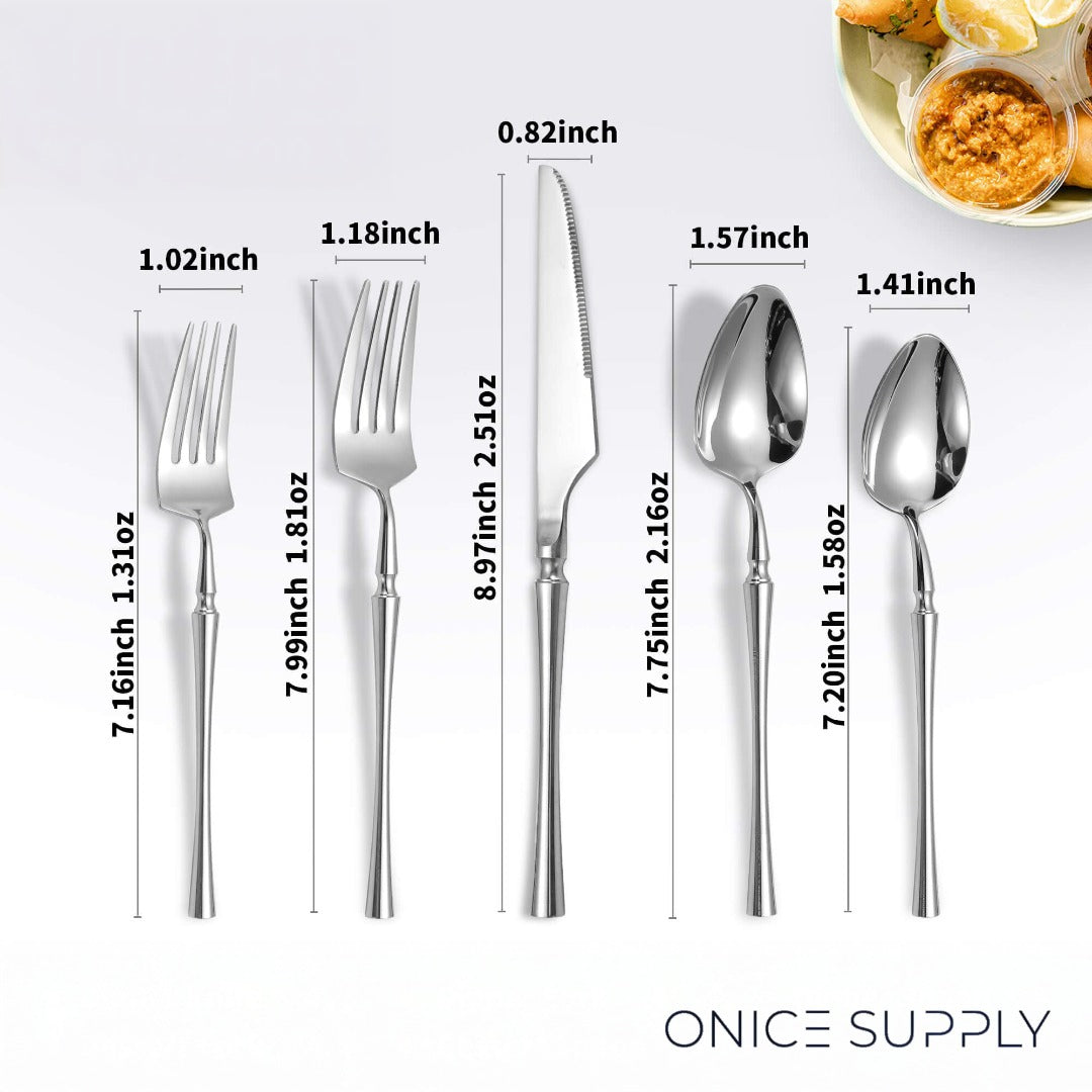 Tower Glossy Silver Flatware Set