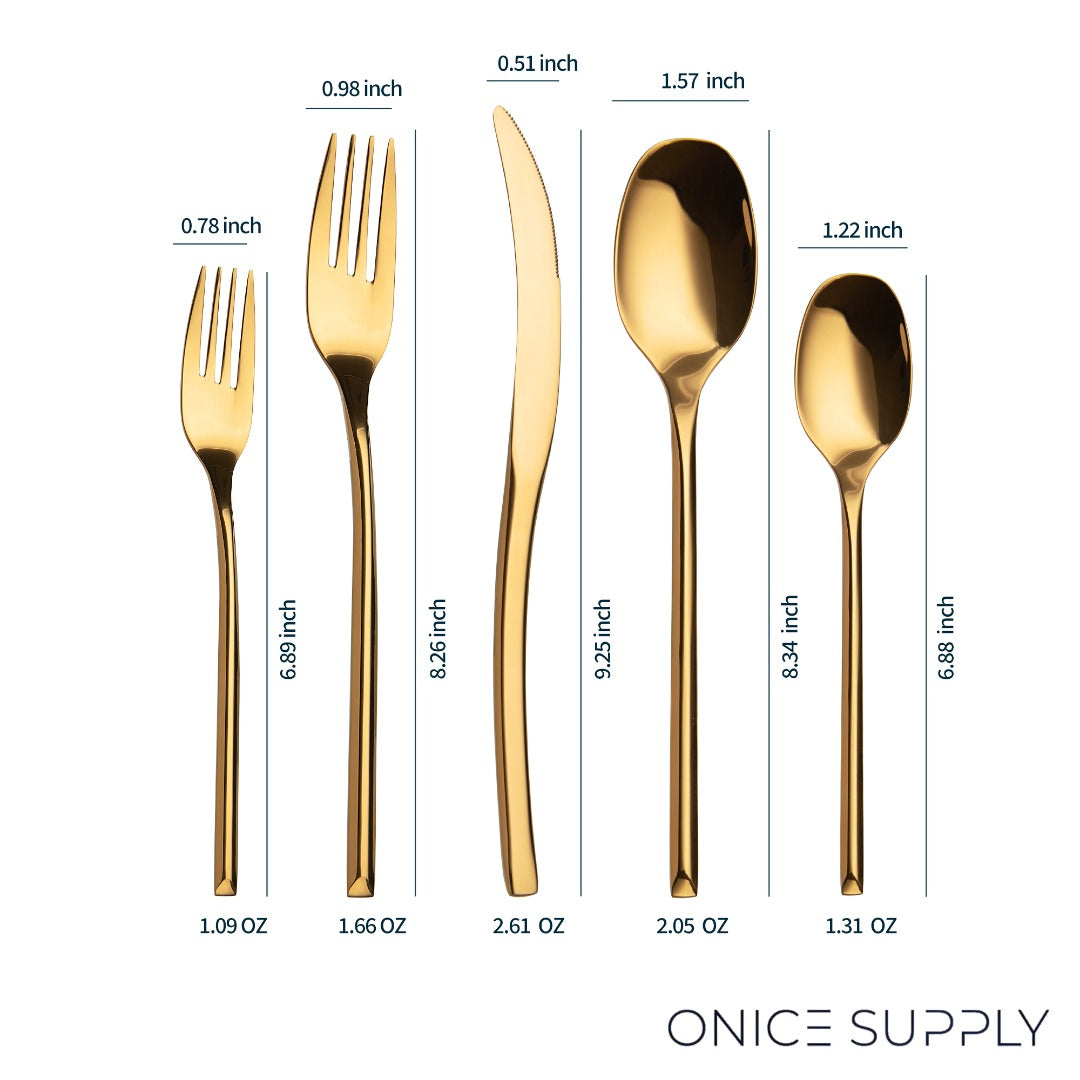 Luna Glossy Gold Flatware Set