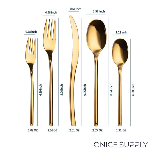 Luna Glossy Gold Flatware Set