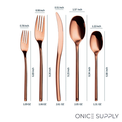 Luna Glossy Rose Gold Flatware Set