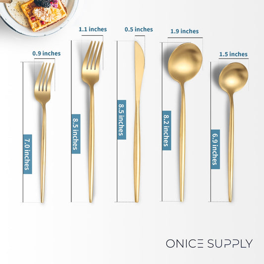 Minimalist Matte Gold Flatware Set