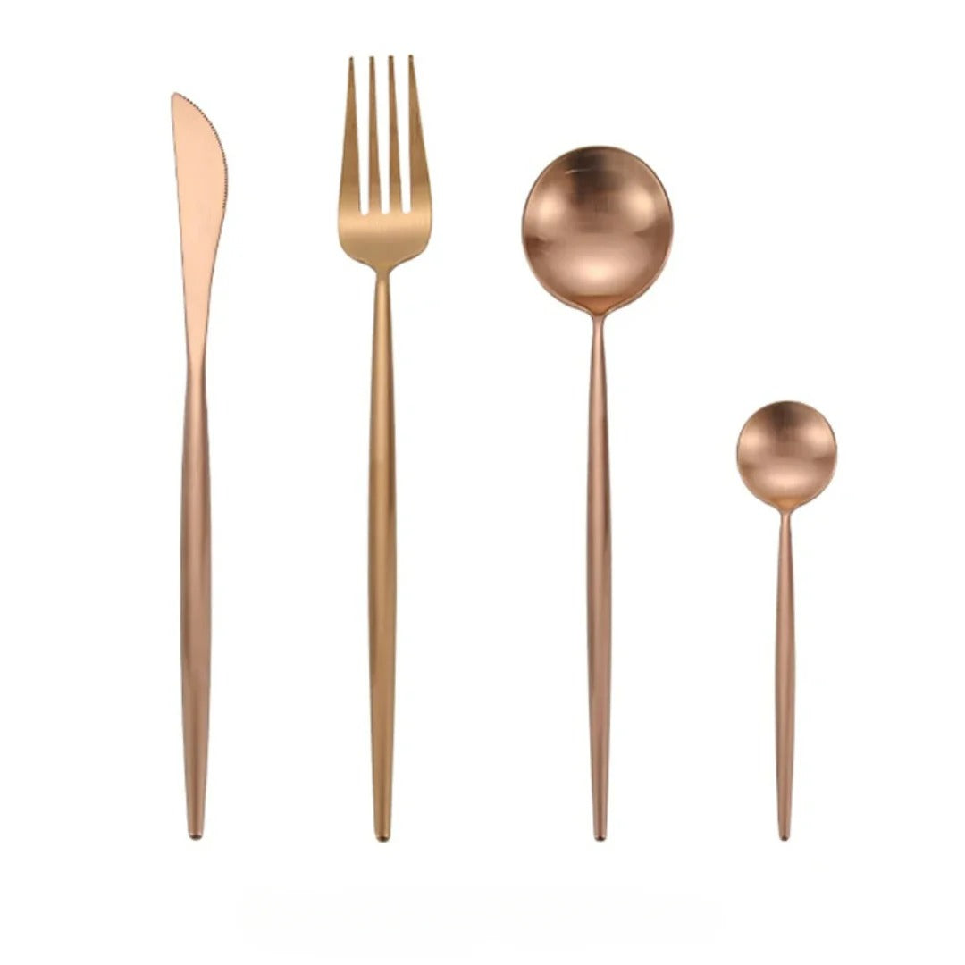 Minimalist Matte Rose Gold Flatware Set