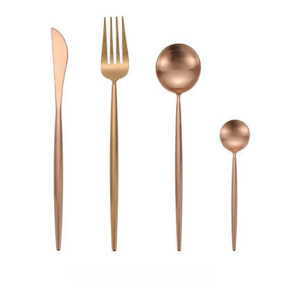 Minimalist Matte Rose Gold Flatware Set