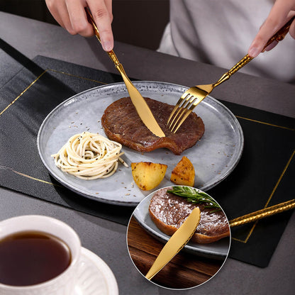 Sparkling Hammered Glossy Gold Flatware Set