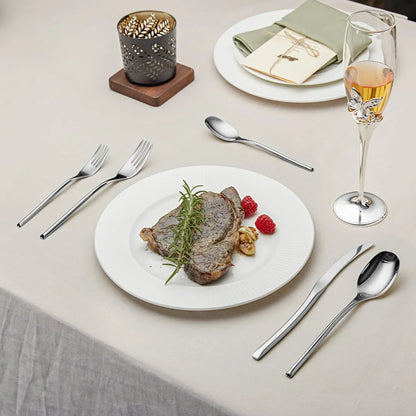 Luna Glossy Silver Flatware Set