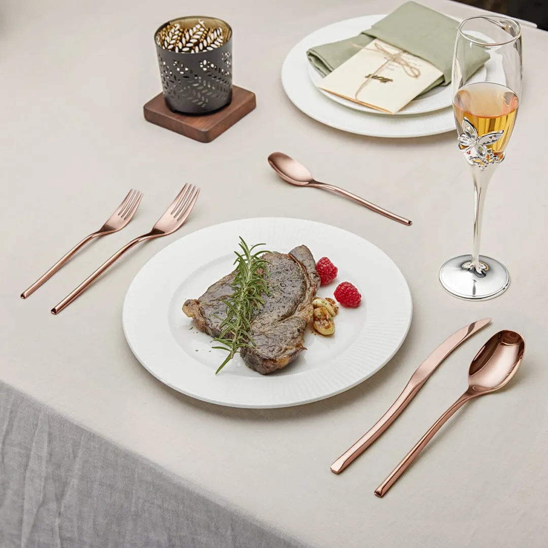 Luna Glossy Rose Gold Flatware Set