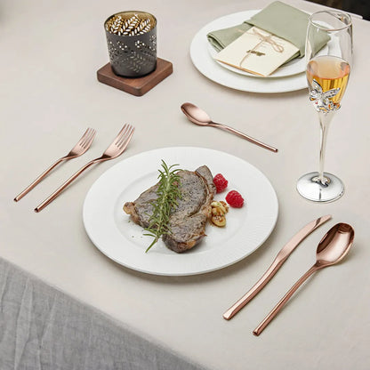 Luna Glossy Rose Gold Flatware Set