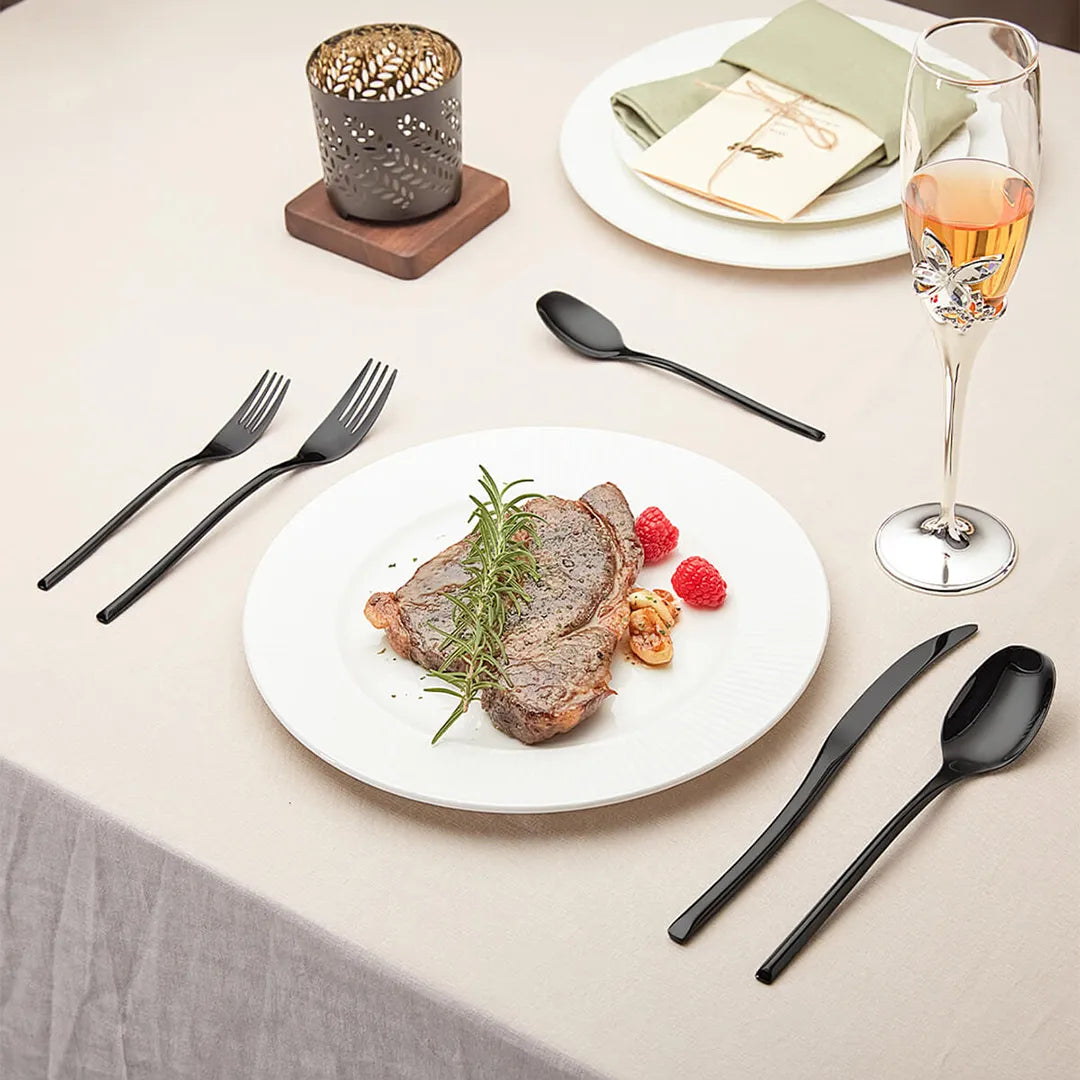 Luna Glossy Black Flatware Set