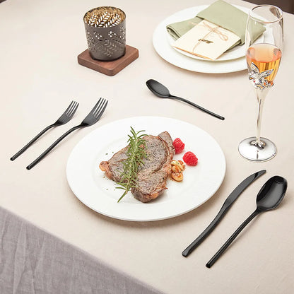Luna Glossy Black Flatware Set