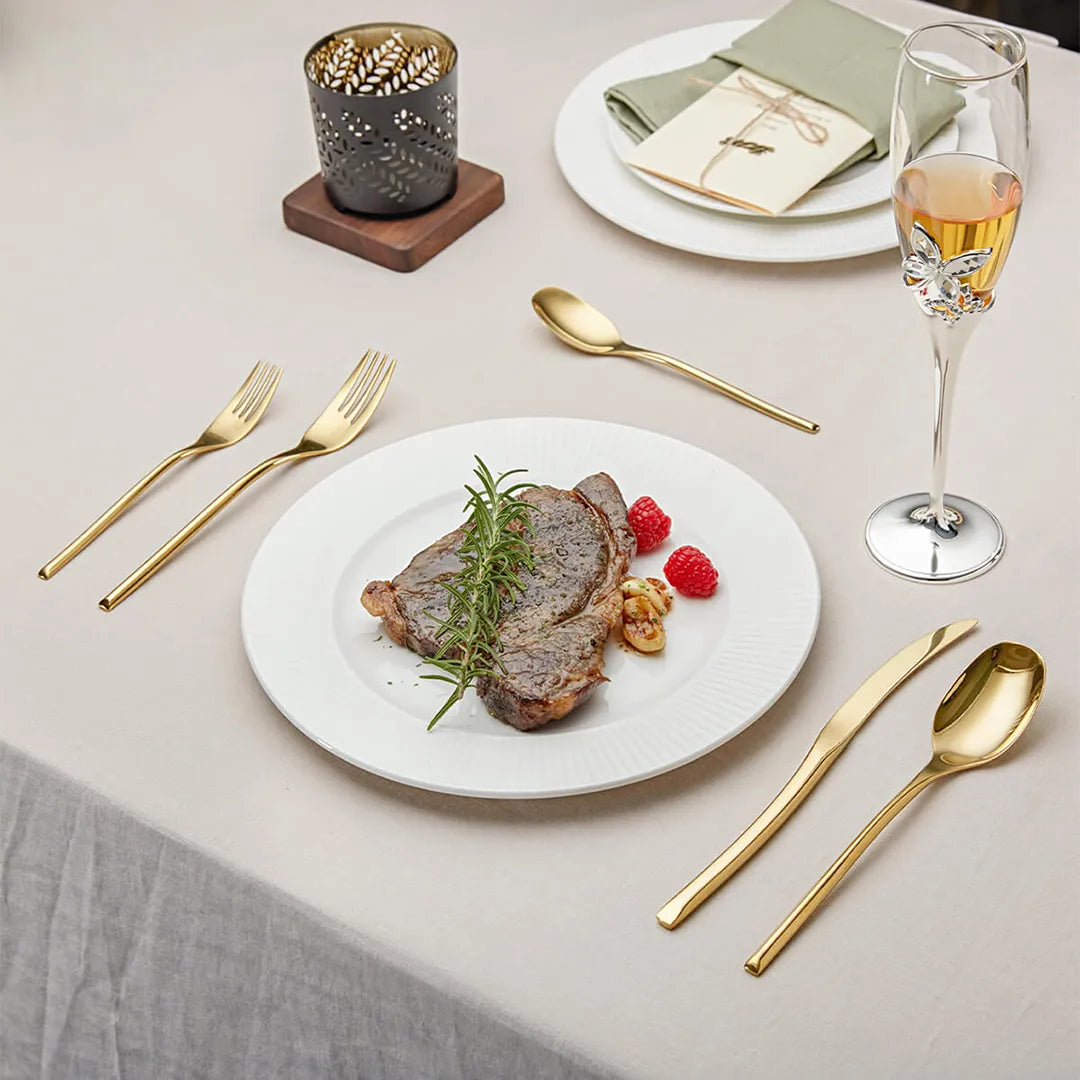 Luna Glossy Gold Flatware Set