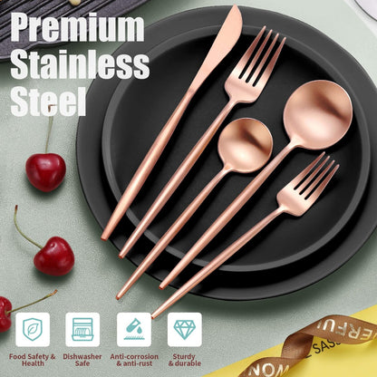 Minimalist Matte Rose Gold Flatware Set