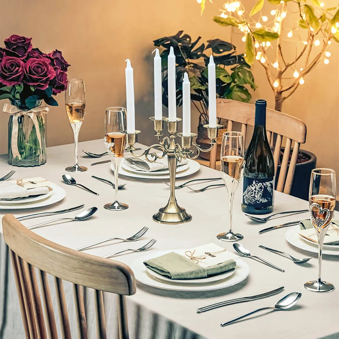 Luna Glossy Silver Flatware Set