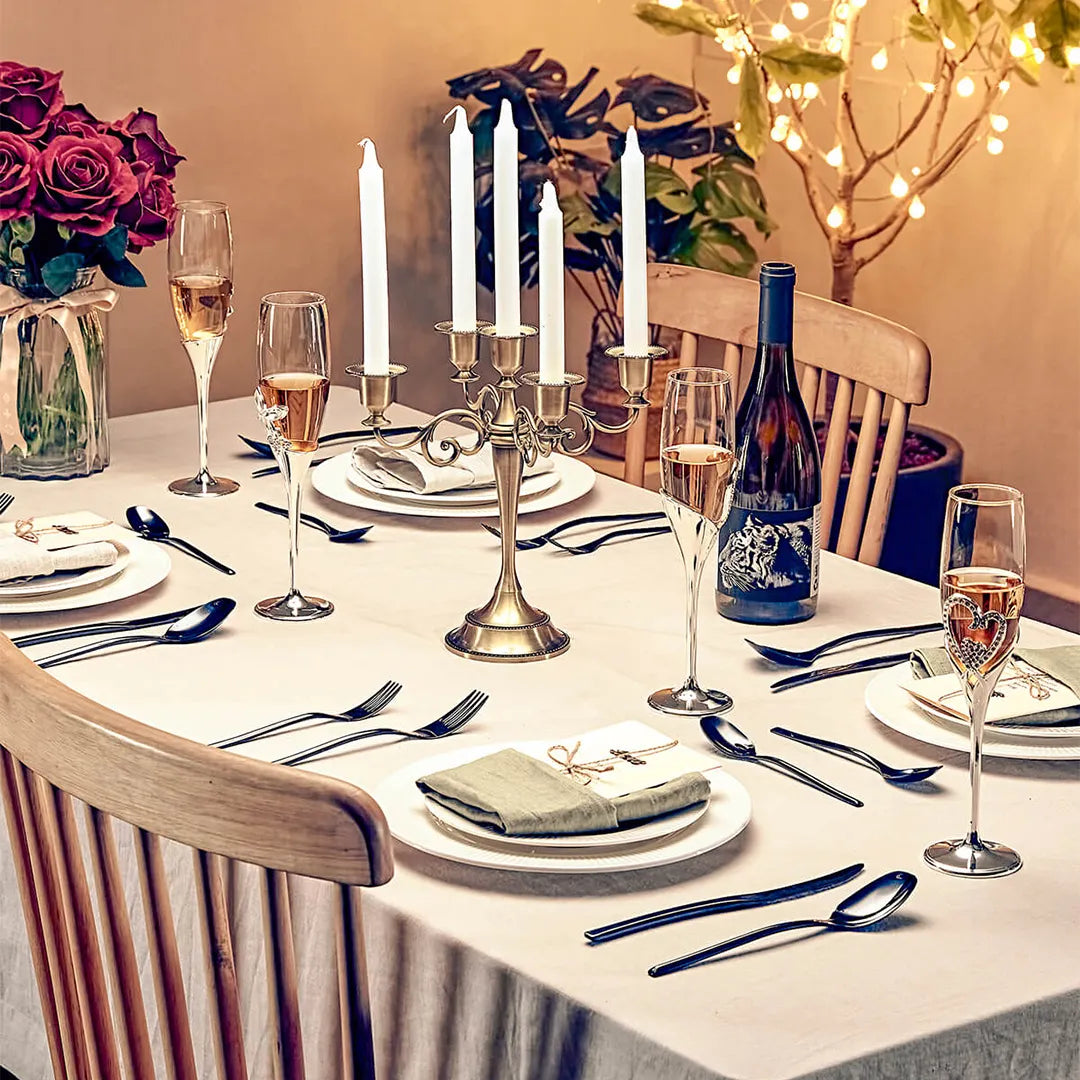 Luna Glossy Black Flatware Set