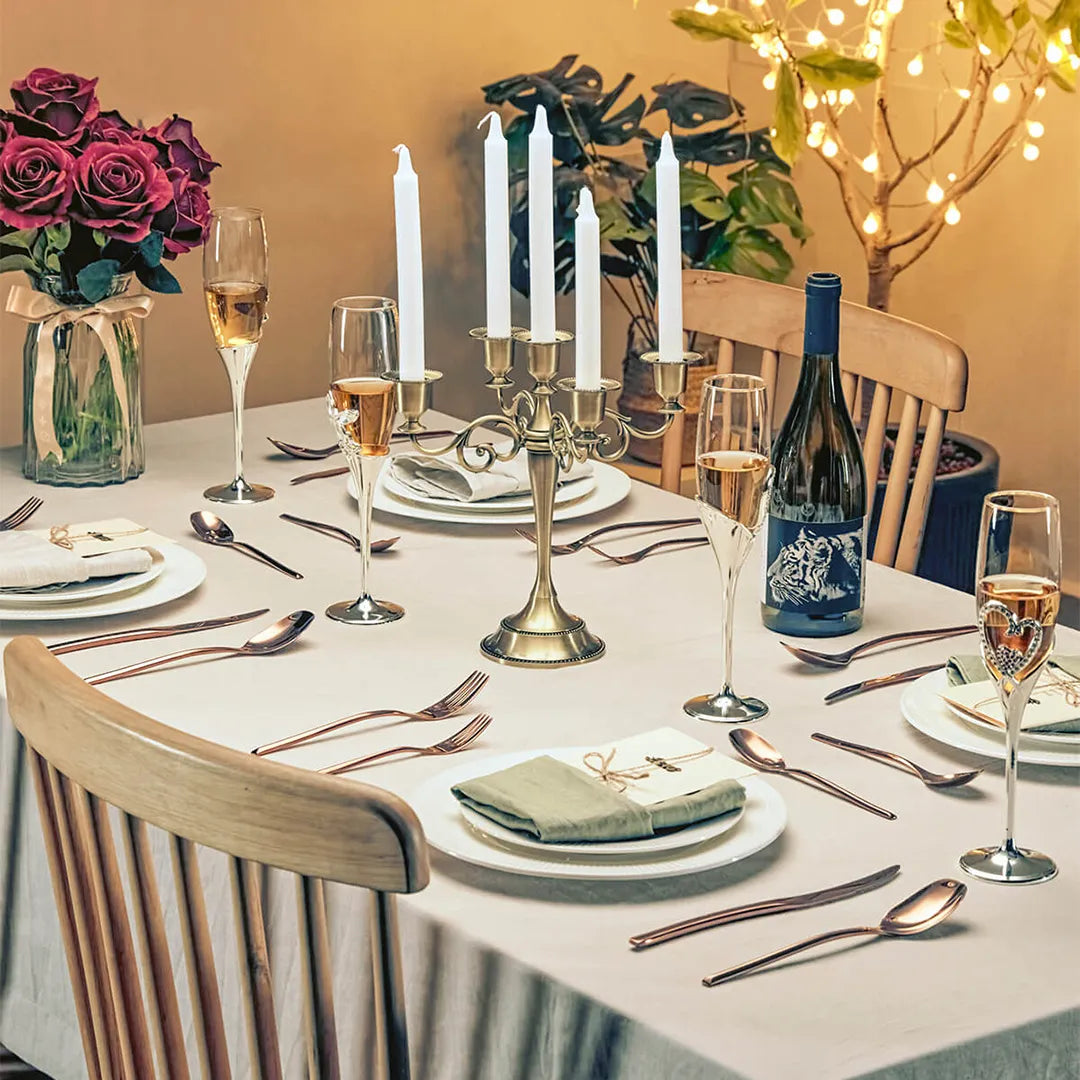 Luna Glossy Rose Gold Flatware Set