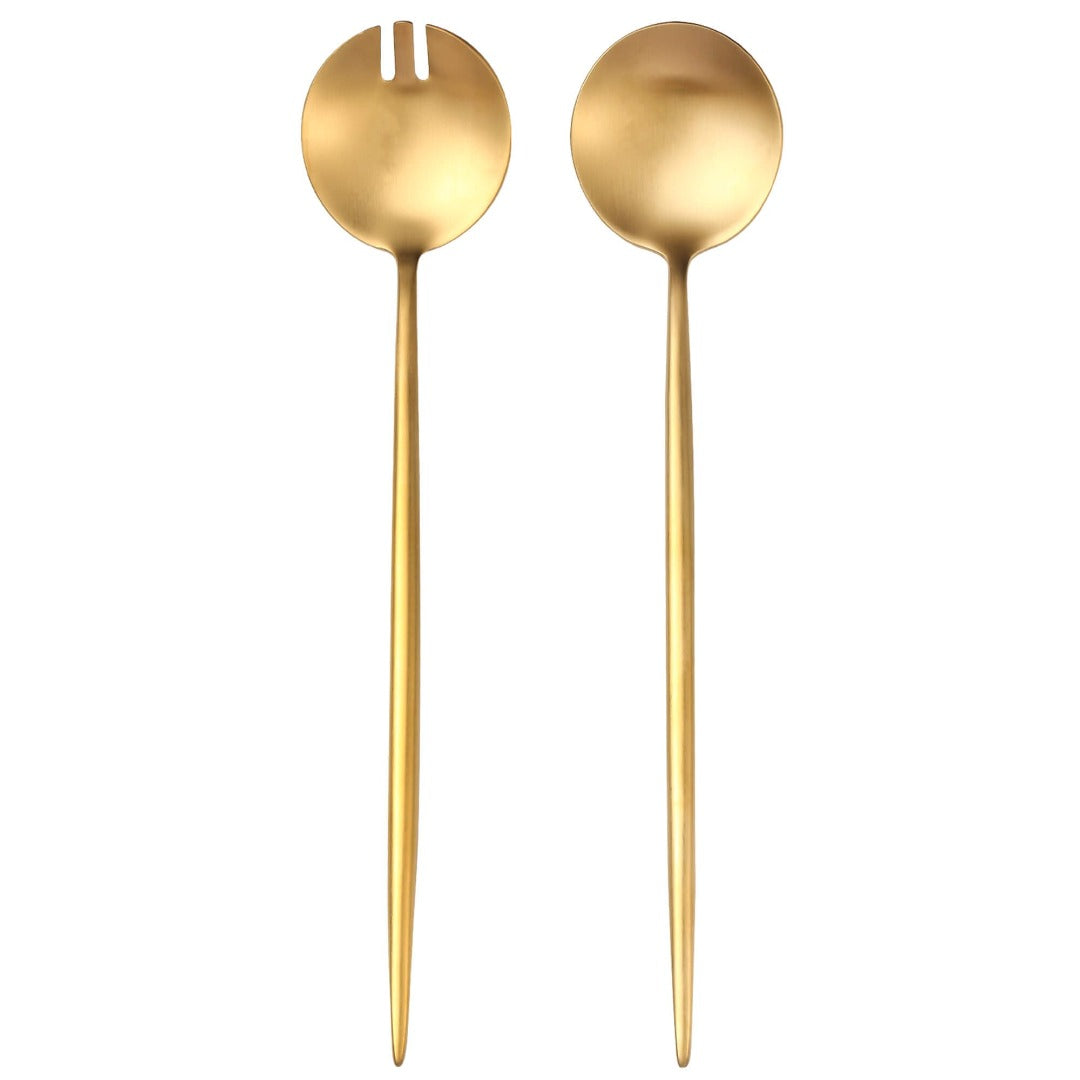 Salad Serving Matte Gold Utensils Set