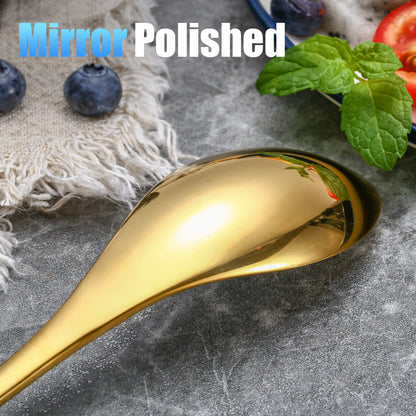 Modern Glossy Gold Flatware Set With Tea spoon