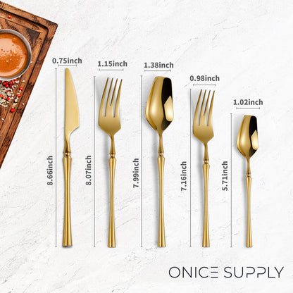 Vatican Glossy Gold Flatware Set With Tea Spoon