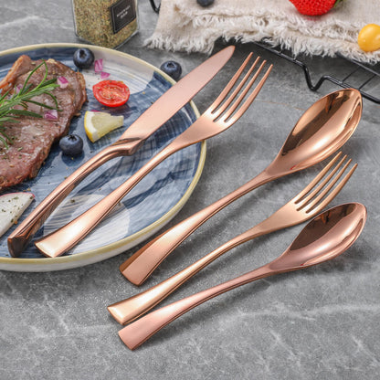 Modern Glossy Rose Gold Flatware Set
