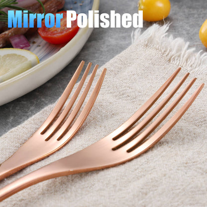 Modern Glossy Rose Gold Flatware Set