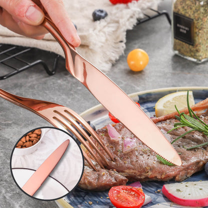 Modern Glossy Rose Gold Flatware Set