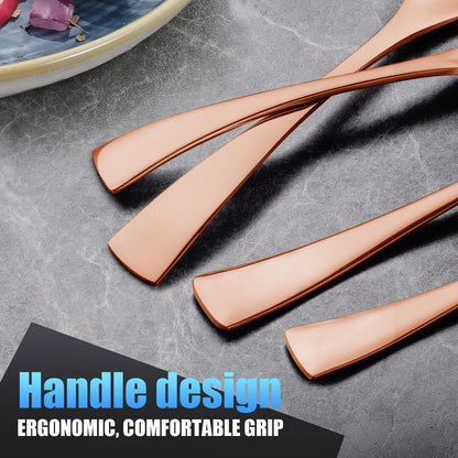 Modern Glossy Rose Gold Flatware Set