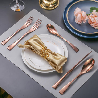 Modern Glossy Rose Gold Flatware Set