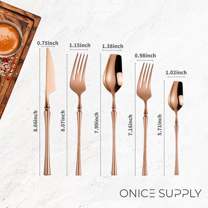 Vatican Glossy Rose Gold Flatware Set With Tea Spoon