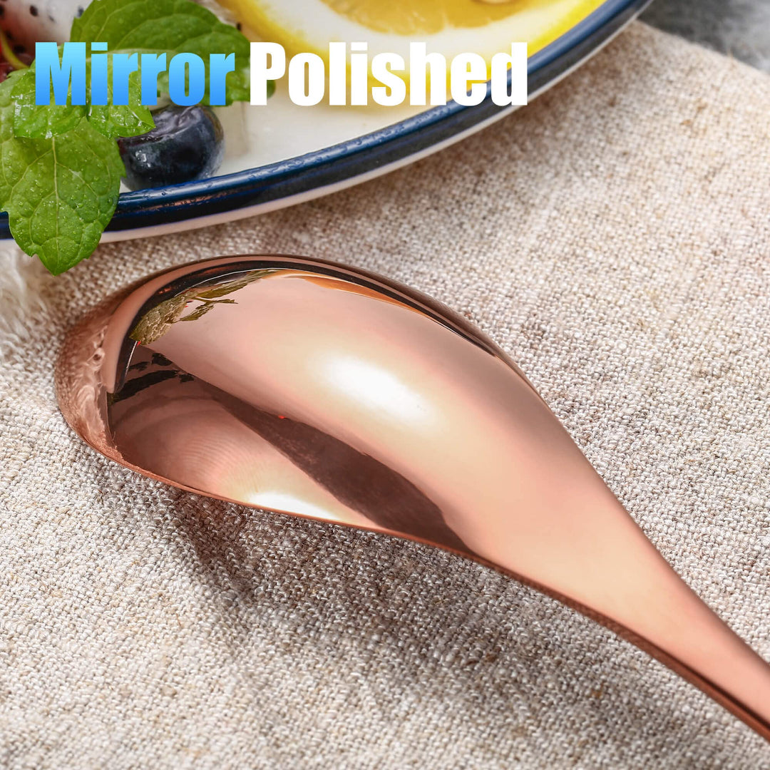 Modern Glossy Rose Gold Flatware Set With Tea spoon