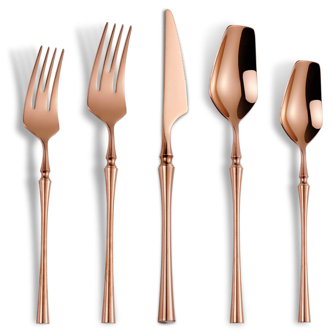 Vatican Glossy Rose Gold Flatware Set