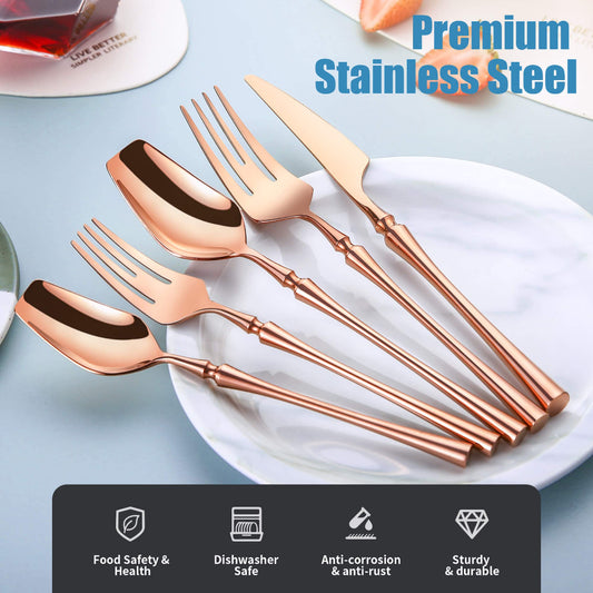 Vatican Glossy Rose Gold Flatware Set
