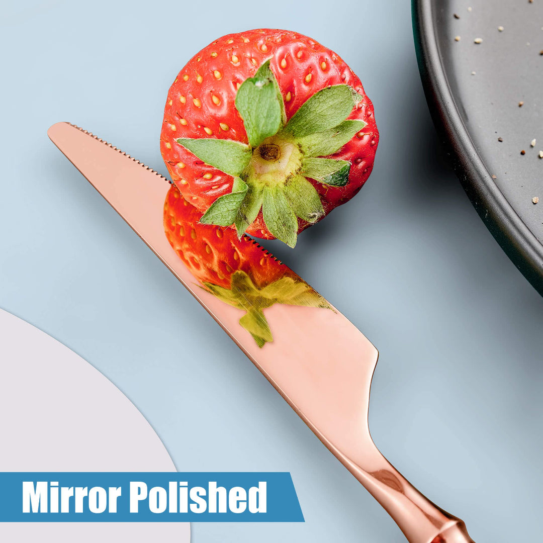 Vatican Glossy Rose Gold Flatware Set