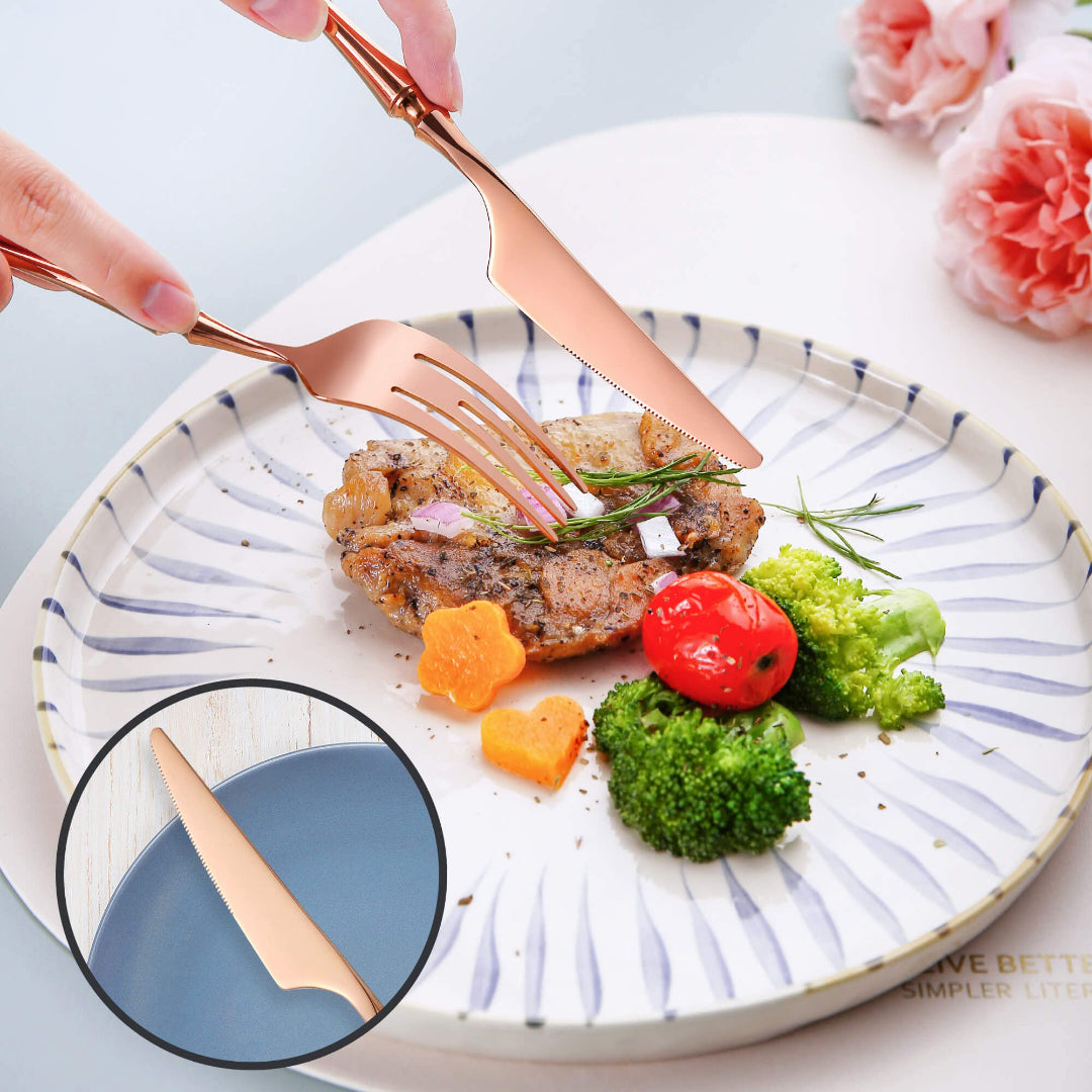 Vatican Glossy Rose Gold Flatware Set